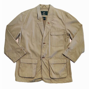 Vintage Orvis Mens Field Jacket Size M Khaki Tan Pockets Outdoor Fishing Safari
